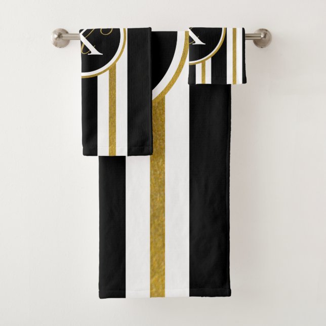 Monograma elegante personalizado de franjas de oro (In situ)