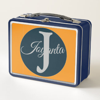 Monograma elegante personalizado naranja gris azul