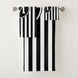 Monograma Elegante Rayas Negras Y Blancas