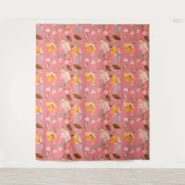 Monograma Elegante Tapiz Rosa Acuarela