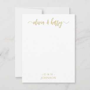 Monograma Elegante tarjeta de nota de la boda blan