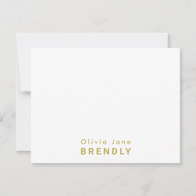 Monograma Elegante tarjeta plana blanca moderna (Anverso)