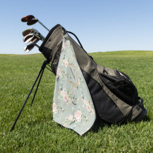 Monograma Elegante Toalla De Golf De Sage Floral R
