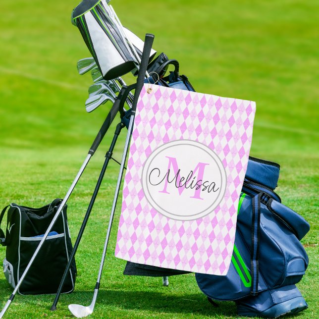 Monograma Elegante Toalla de Golf Rosa Patrón de D (Subido por el creador)