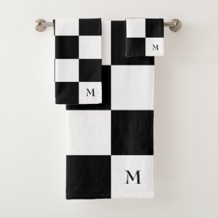 Monograma en patrón de cuadros negros y blancos Ba