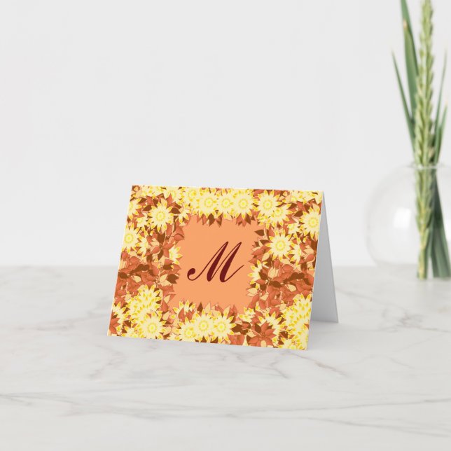 Monograma enmarcado con flores - cacao y amarillo (Anverso)