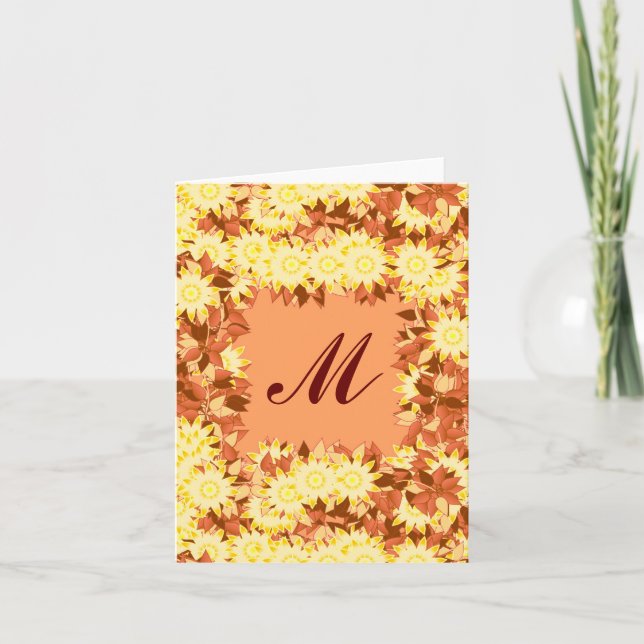 Monograma enmarcado con flores - cacao y amarillo (Anverso)