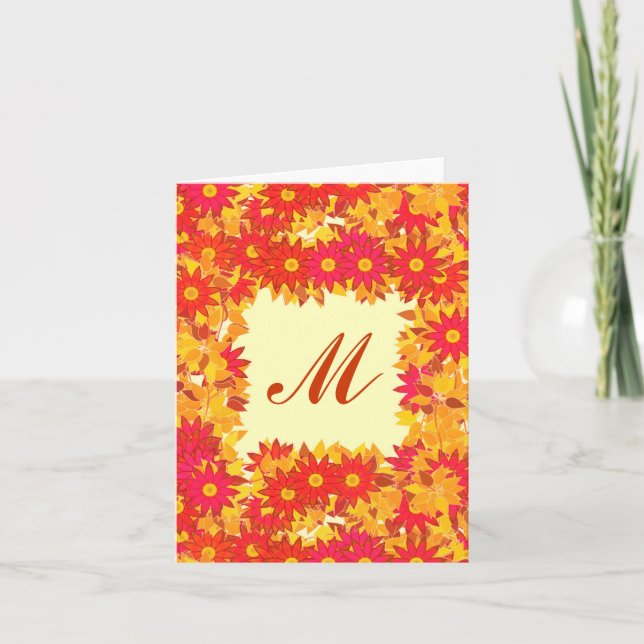 Monograma enmarcado con flores - rojo y oro (Anverso)