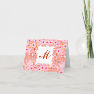 Monograma enmarcado con flores - rosa y melocotón