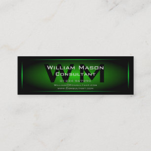 Monograma enmarcado negro y verde - tarjeta de