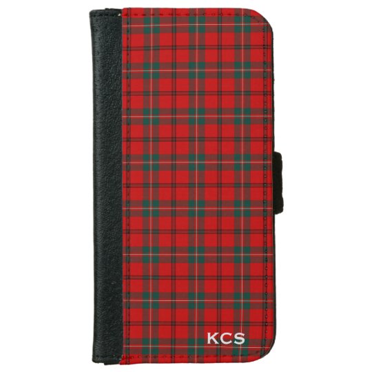 Monograma escocés rojo de la tela escocesa del carteras