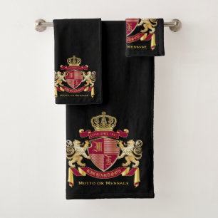 Monograma escudo de armas rojo León de oro blando