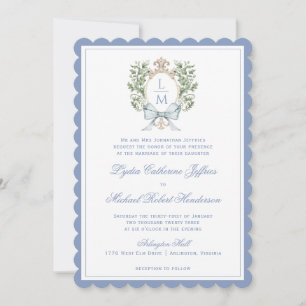 Monograma Escudo hoja Invitación a la boda de vi