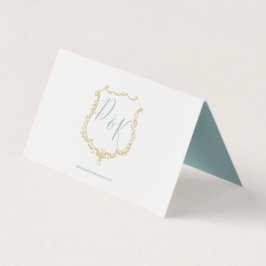 Monograma Escudo Tarjetas de plaza Boda azul dorad