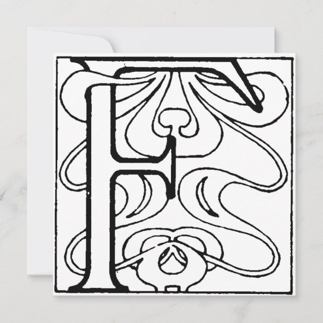 Monograma F Arte Floral Blanco y Negro Inicial Dec (Anverso)