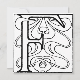 Monograma F Arte Floral Blanco y Negro Inicial Dec