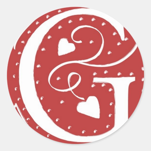 Monograma F Corazón Rojo Boda Blanco Sello (Anverso)