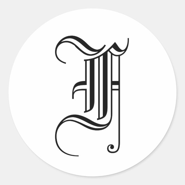 Monograma F Pegatina Estilo Inglés Antiguo (Anverso)