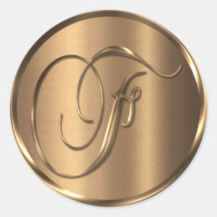 Monograma F Sello para sobres Bronce no METÁLICO