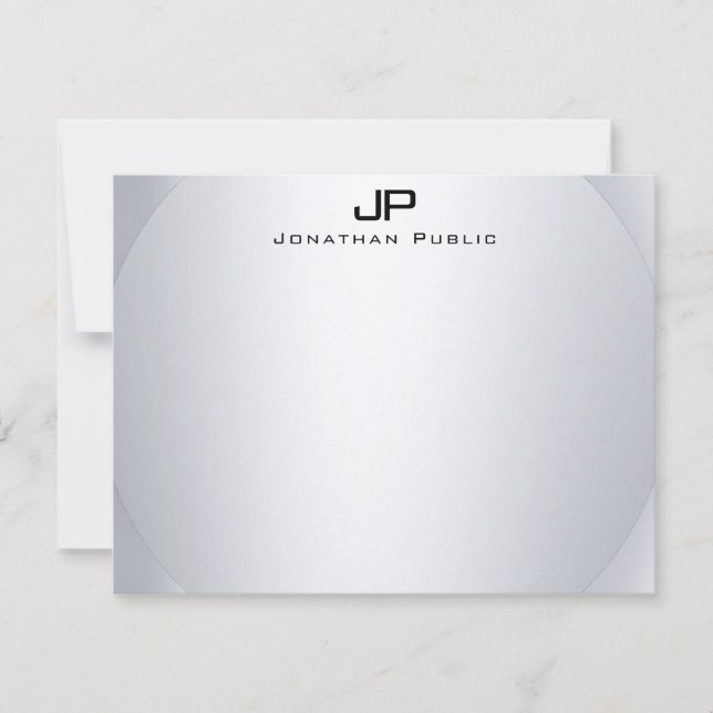 Monograma falso plateado simple elegante plantilla (Anverso)