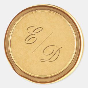 Monograma Faux Gold Wax Sello para sobres Pegatina