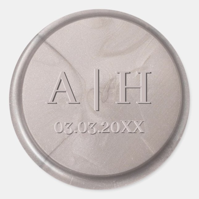 Monograma Fecha Pearl Gray Wax Seúl Pegatina (Anverso)