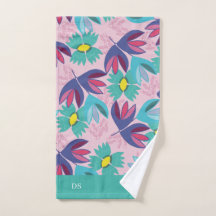 monograma femenino moderno floral rosa personaliza