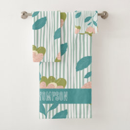 Monograma feminista bonito floral Patrón azul
