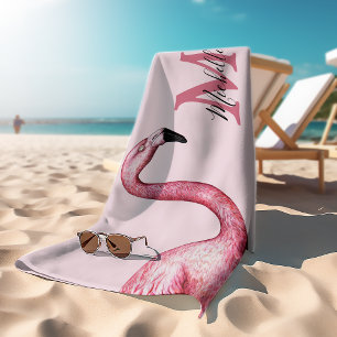 Monograma Flamingo Personalizado Rosado Tropical