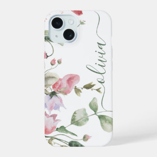 Monograma floral acuarela con estilo moderno