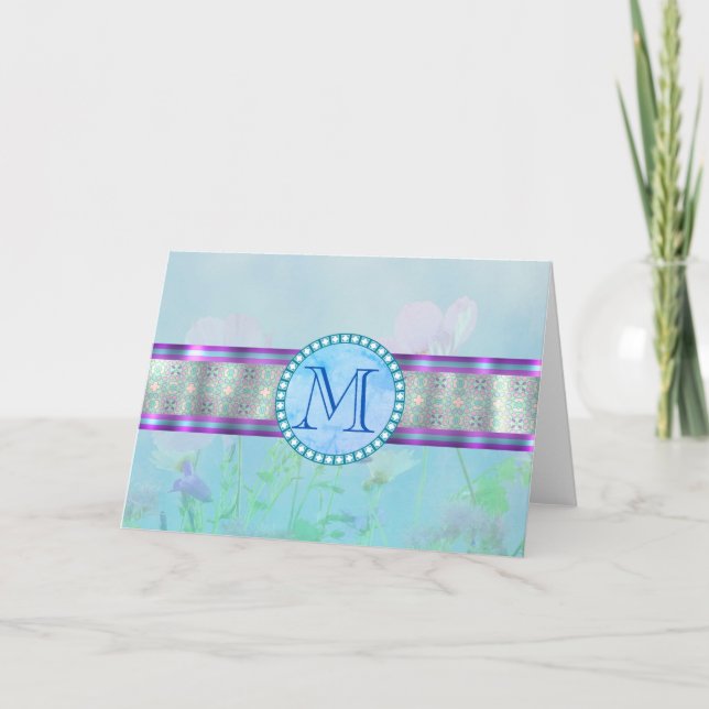Monograma Floral Azul Pastel (Anverso)