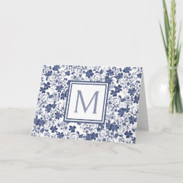 Monograma floral azul y gris