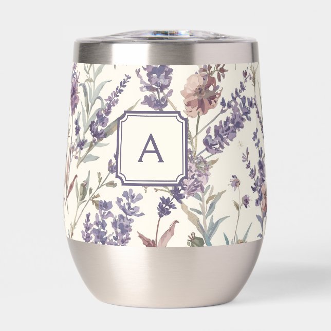 Monograma Floral Botánico Boho Lavanda Flor Silves (Frente)