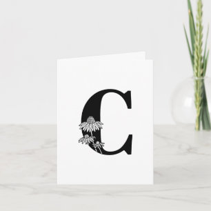Monograma Floral C en tarjeta de nota blanca
