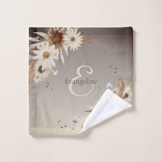 Monograma floral de acuarela de otoño personalizad (Toallita)