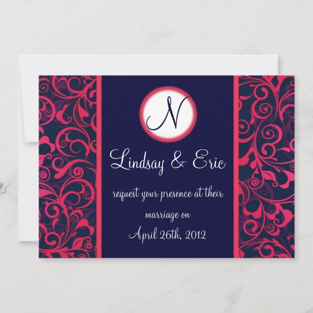 Monograma floral de la invitación del boda de los (Anverso)