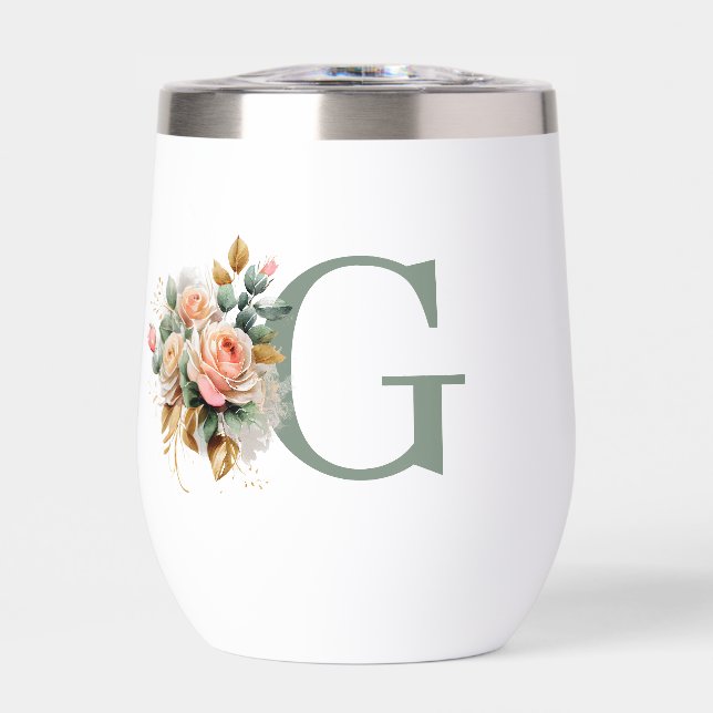 Monograma Floral Elegante Moderno Personalizado (Frente)