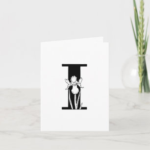 Monograma Floral I en tarjeta de nota blanca