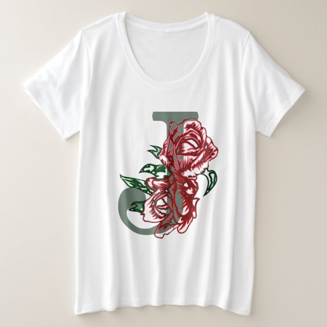 Monograma floral J letra mayúscula (Anverso del diseño)