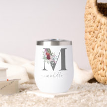 Monograma Floral Moderno con Inicial y Nombre
