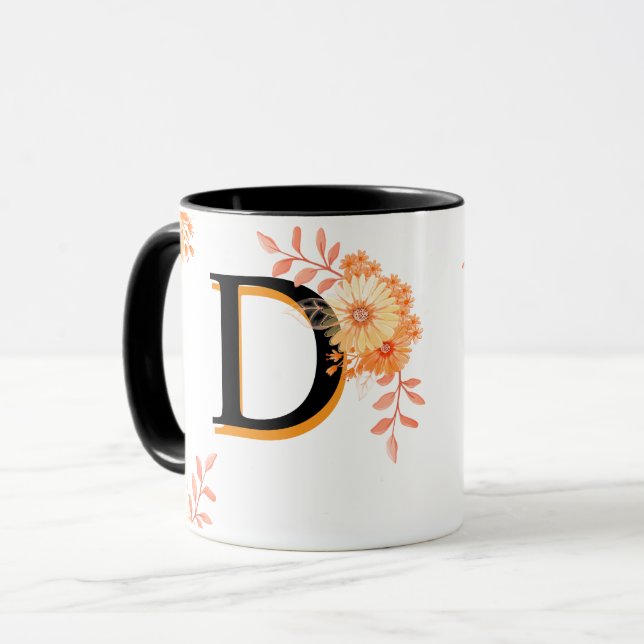 Monograma floral Mug - Elegante Letra D Copa de Ca (Anverso izquierdo)