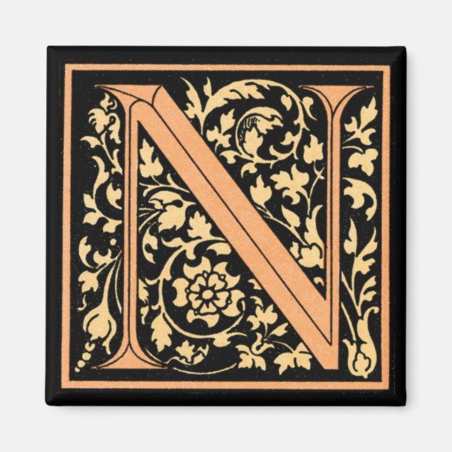 Monograma floral 'N' - Imán (Frente)