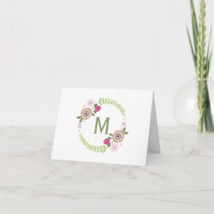 Monograma floral Notecard de la guirnalda