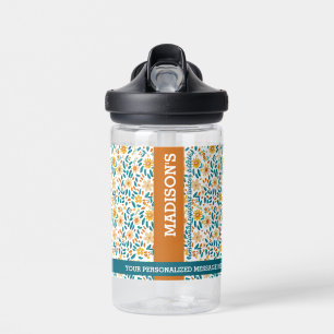 Monograma floral personalizado y botella de agua d