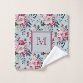 Monograma Floral Rosa Polvoriento Grandmillennial 