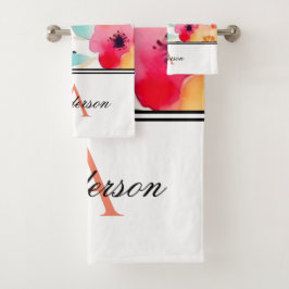 Monograma floral rosa y naranja