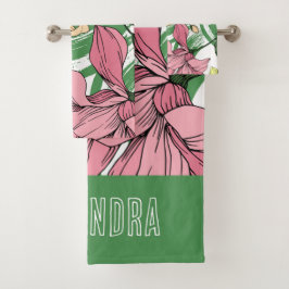 Monograma floral vibrante dibujado a mano Rosa ver