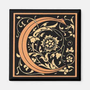 Monograma floral vintage "C" - imán