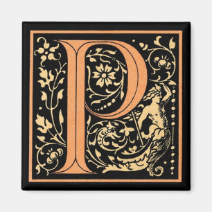 Monograma Floral Vintage "P" - Imán
