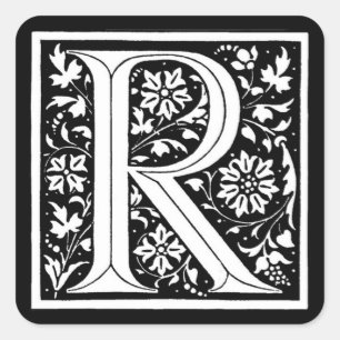 Monograma Floral Vintage "R" - Pegatina
